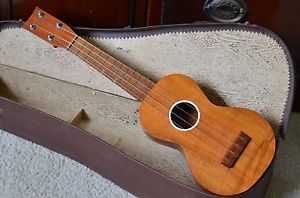 Vintage Weissenborn Ukulele 1920's Style 1 Hawaiian Koa soprano uke with case