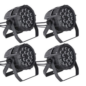 1 2 4PC 18x15W 5in1 Waterproof LED Par Light RGBWA DMX Disco Party Club Stage