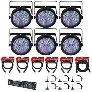 6 CHAUVET SLIMPAR64 Slim Par Can Lights+Obey10 Controller+6 DMX Cables+6 Clamps