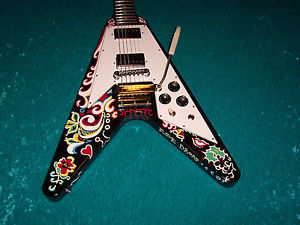 Psychedelic Gibson Jimi Hendrix  Flying V guitar Vintage design vee