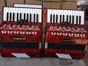 Stephanelli 48 Bass Accordion - New 2016 Elite Model - Perloid Red