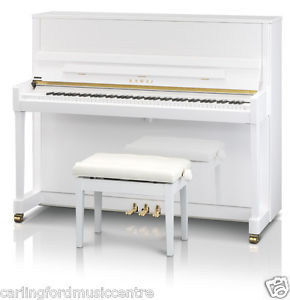 PIANO KAWAI K300 White UPRIGHT NEW adjustable BENCH @ CarlingfordMUSICcentre