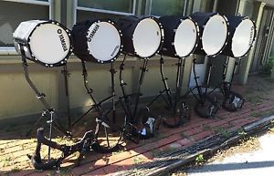 GREAT GROUP OF 6 YAMAHA FIELD CORPS BLACK FOREST MARCHING BASS DRUMS