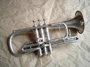 Early Vintage Silver Plate C.G. Conn Connqueror Cornet
