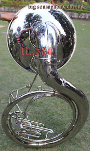 CHRISTMAS^OFFER SOUSAPHONE *24 " VALVE BIG SOUSAPHONE FAST"W/ CASE BOX CHROME