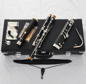 Top Black Bakelite Eb Mini Bassoon cupronickel bocals Silver key Leather Case