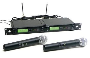 Lot 2 Shure SLX4 Set Wireless Receiver+2 SLX2 Mic Microphone L4 638-662MHz+Ant