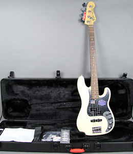 2011 Fender American Deluxe Precision 4 String Bass Guitar White Finish w/OHSC