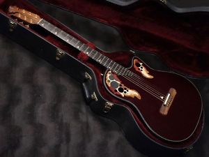Ovation Super Adamas 1587-X Super Long Scale Wine Red w/hard case F/S #X413