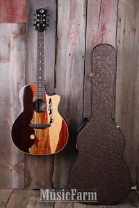 Luna Mustang Tropical Exotic Wood Acoustic Electric Guitar with Hardshell Case