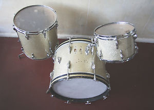 Amati Lignatone Drumset - Gold Sparkling - Beech Shells - 20/16/12 - RARE 60's