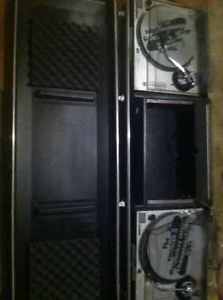 2 CUSTOM WHITE TECHNICS SL-1200 MK2 TURNTABLES WITH CASE