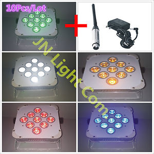 10pcs/lot 9*15W RGBWA LED Battery Wireless led Par Light+Flycase+transceiver