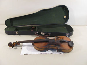 Geige Violine antik Sachsen um 19. Jhd. mit Fadeneinlage + Koffer
