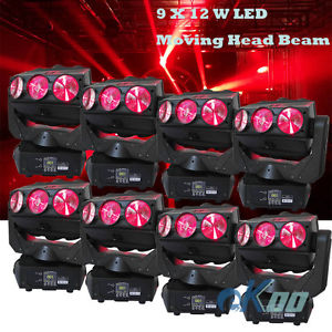 8 Units 9X12 W LED RGBW Moving Head Beam Stage Light DJ Club American