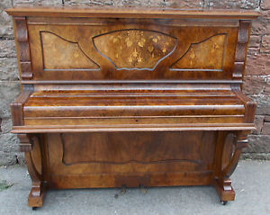 VINTAGE 85 Key 2 Pedal Upright PIANO In Burr Walnut By WADDINGTON & SON