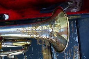 Antique F.BESSON BREVETE LONDON GOLD Engraved,SILVER  Cornet  Bb  ORIGINAL CASE