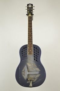 National Polychrome Tricone Blue Burst resonator awesome round neck