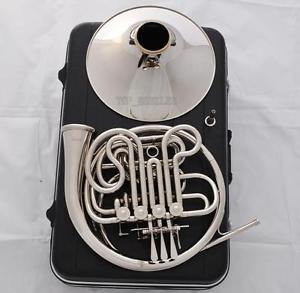 Professional Silver Nickel Plated Double French Horn F/Bb Key With Case Mouth