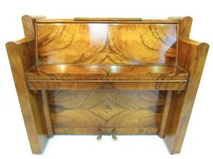 Compact Art Deco Figured Walnut Upright " Berry " Piano London