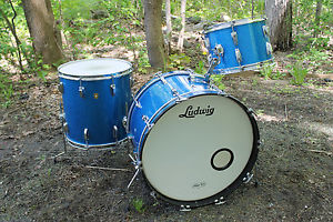 1967 LUDWIG SUPER CLASSIC drum set "MAY 25,1967" BLUE SPARKLE 22,13,16.