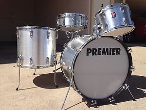 VNTG PREMIER ENGLAND 13,16,22 SILVER FLASH 4 PC DRUM SET, 3-PLY.  REAL NICE !