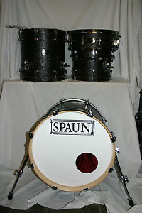 Spaun Maple 4 Piece Drum Kit Brown Leather Paisley Wrap with Natural hoops