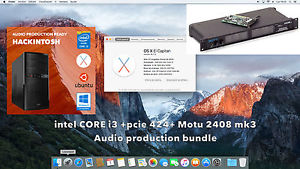 Hackintosh i3 8gb ram +pcie 424+ motu 2408 mkIII Demo El Capitan audio interface
