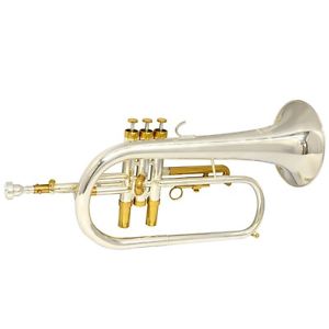 Schiller Centertone Flugelhorn Silver Plated & Gold w/Extended Caps