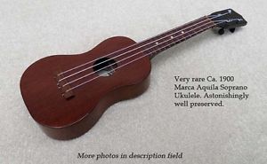 ANTIQUE Ca 1900 MARCA AQUILA SOPRANO UKE Vtg UKULELE - PRE MARTIN - SUPERB RARE