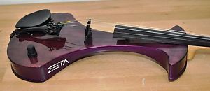 ZETA SV24 Strados Modern Purple 4-String Violin w/ Preamp MIDI Output Bows XTras