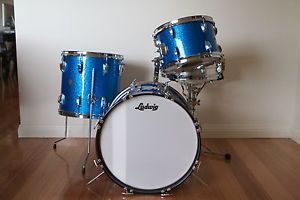 1960s Ludwig Keystone Badge Jazzette Drum Set Blue Sparkle & Acrolite Snare RARE
