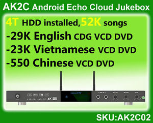 Android Cloud HDD ECHO Karaoke Jukebox,4TB,Vietnamese+English +Chinese songs