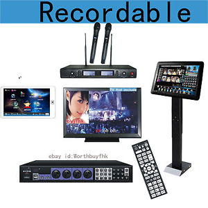 KTV Karaoke Jukebox Machine 3TB HD+Touch Pad+19'Touch Screen/stand Wireless Mic