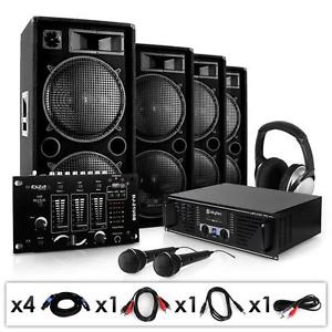 PA ANLAGE DJ SET KARAOKE PARTY ANLAGE VERSTÄRKER MIXER BOXEN PAAR MIKRO 2000W