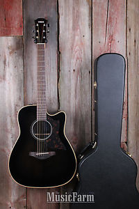Yamaha A1RTBLHC Dreadnought Cutaway Acoustic Electric Guitar with Case B STOCK