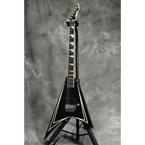 EDWARDS E-SAWTOOTH Black with White Pin Stripe V type Used Electric Guitar Japan