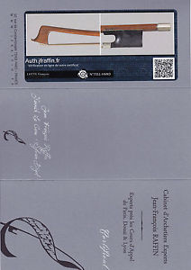 A very fine certified French violin bow by F.Lotte,1940, Lupot model, Nice!