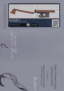 A fine certified French violin bow by R.F. Lotte, ca. 1980.