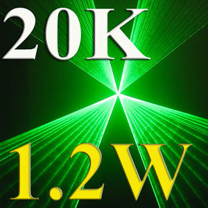 @ 20Kpps @  1.2W 1200mW Green Laser Light Show System with ILDA for DJ  20K