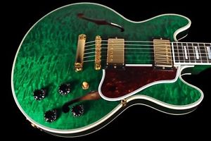 2015 GIBSON CS-356Q CUSTOM SHOP SEMI-HOLLOW CS-356 QUILT TOP ~ GREEN w GOLD HW