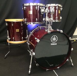 Yamaha Birch Custom Absolute Cranberry Red Drum Set! 20,14,12,10