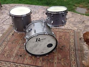 60's Vintage Rogers Drum Kit In Silver Glass Glitter