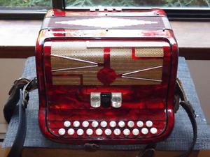 Vintage Pasquale Ficosecco Diatonic Italian Accordion Hard Case Castelfidardo