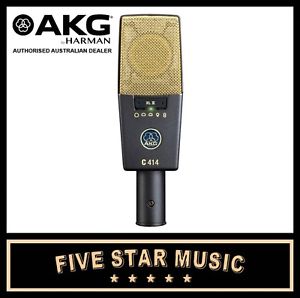 AKG C414 XLII LARGE DIAPHRAGM MULTIPATTERN CONDENSER MICROPHONE W CASE & CRADLE