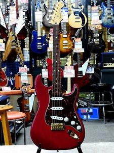 Fender Mexico Deluxe Players Strato Crimson Red Transparen w/soft case #E867