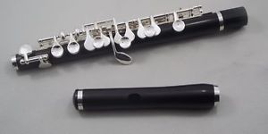 Professional musicians type ebony wood piccolo c key silver plated