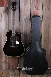 Yamaha A3RTBLHC Dreadnought Cutaway Electric Acoustic Guitar with Case B STOCK