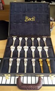 Bach Trumpet and Trombone Display case with mouthpieces 18 total pieces