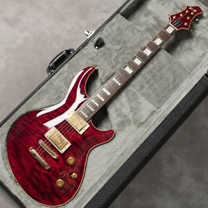 E-II/MYSTIQUE QM/NAT STBC Red w/hard case Free shipping Guiter From JAPAN #G92
